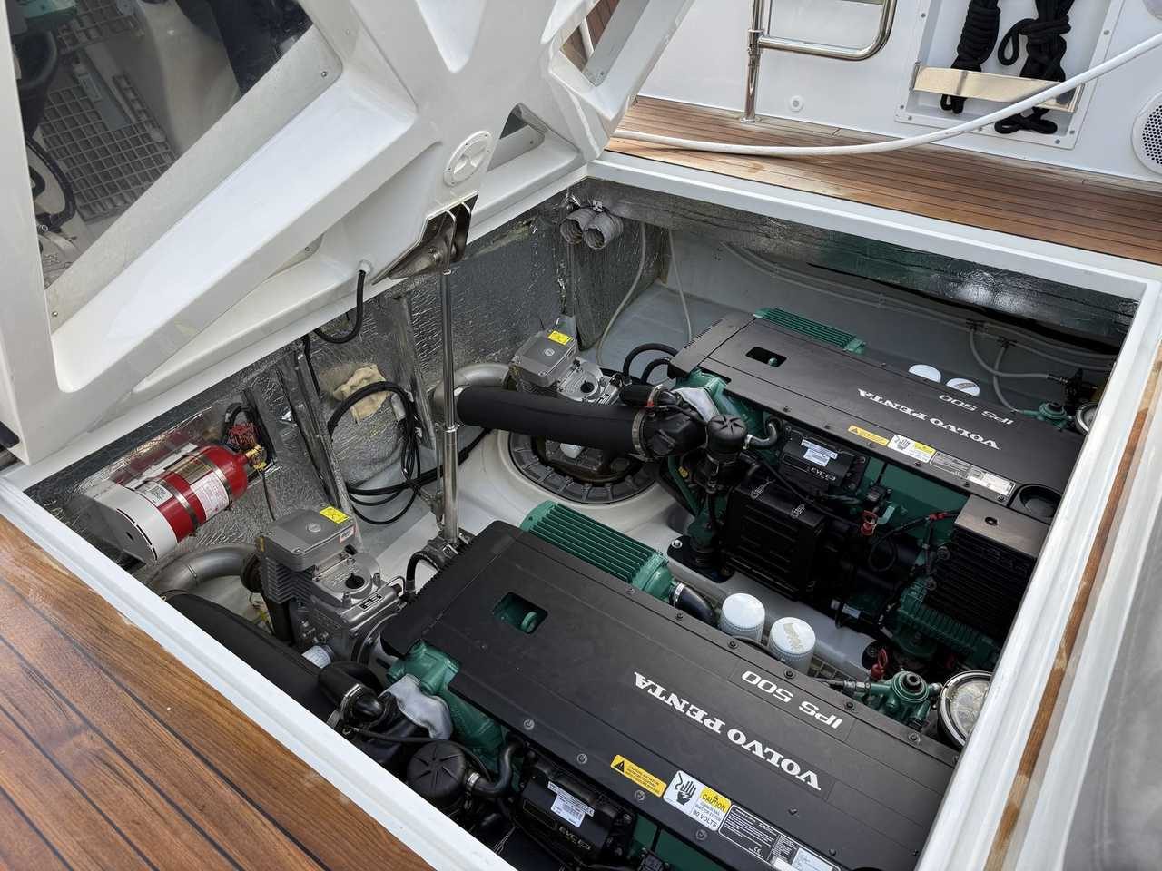 The spotless twin Volvo Penta IPS 500 engine room